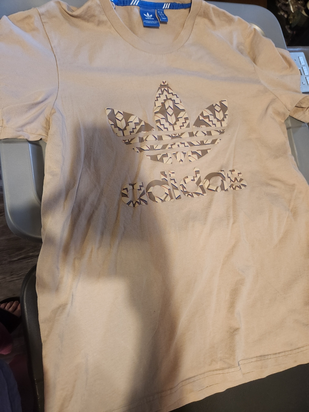 Adidas Beige Trefoil Graphic Tee
